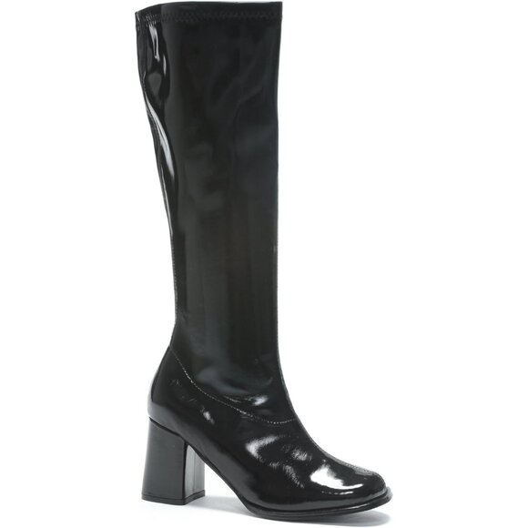 ⚡Women's Black Gogo Pull Up Boot Stacked Heel Inner Zipper Retro Knee High Boot - Picture 1 of 4